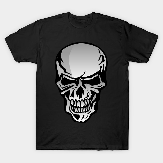 Chrome Skull Illustration T-Shirt by hobrath